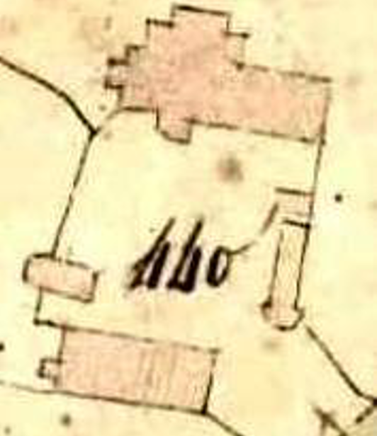 Extrait du cadastre de 1829 montrant la tour d’entrée et la dépendance attenante